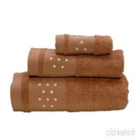 Pois Serviettes de bain – 3 pièces – Drap de bain + serviette + serviette de visage – W/Beige/marron - B01F447A7M